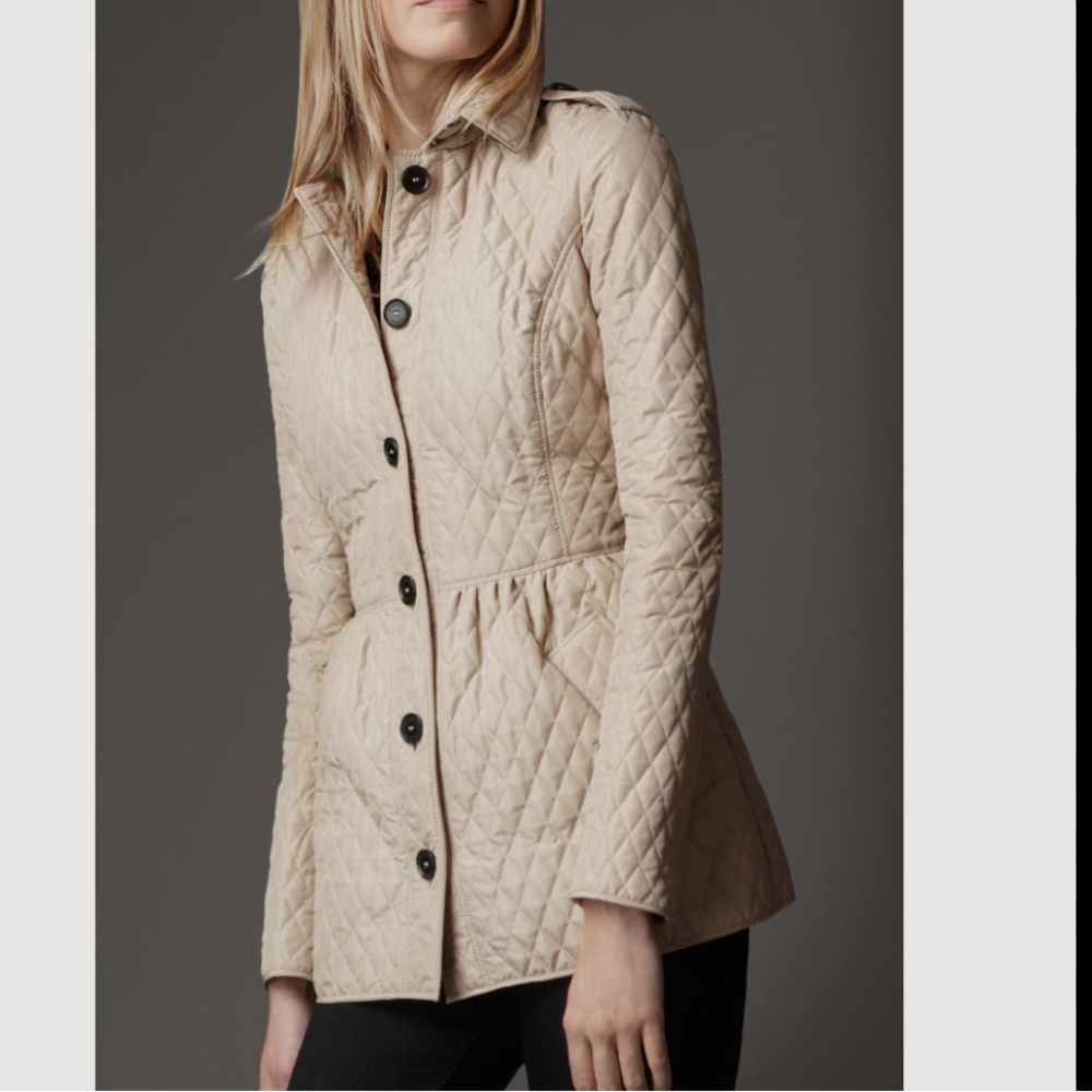 Burberry Quilted Cream Jacket with Black Buttons